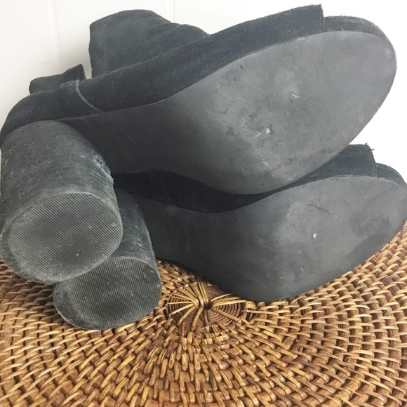 Jeffery Campbell Black Suede Boots Booties Size 8 M Peep Toe - Picture 5 of 6